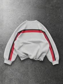 ROMWE MEN Prep Men's Casual Printed Crew Neck Long Sleeve Pullover Sweatshirt - Multicolor - View 2