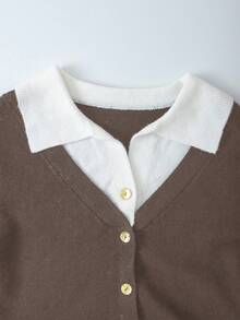 Franclia Nuevo suéter de mujer con cuello de polo 2 en 1 de moda, para otoño - Volcanic Gray - Ver 4