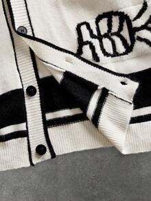 ROMWE MEN Prep 男士印花开衫针织毛衣 - 白色 - 查看 5