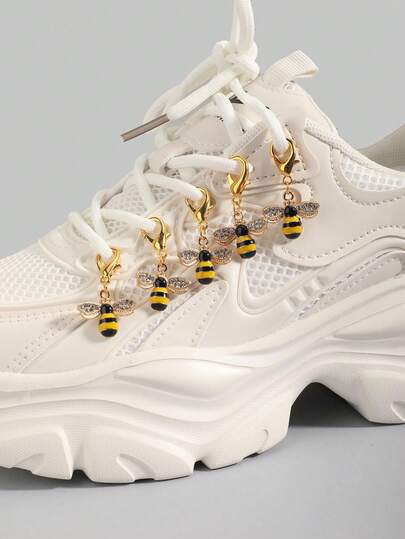 Goth 5 قطع قلادة نحلة مرصعة بالراين بطراز جوثي فينتاج بونك، سلسلة مبالغ بها لسير الحذاء، زخرفة نجمية متعددة الاستخدامات للأحذية والحقائب، جديد