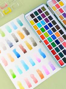 50/100/128/168色固体水彩颜料套装，便携式金属盒，绘画颜料套装，适用于绘画、户外写生、美术爱好，包含金属色和荧光色，返校季必备，学习用品 - 固體水彩顏料套裝 - 查看 8