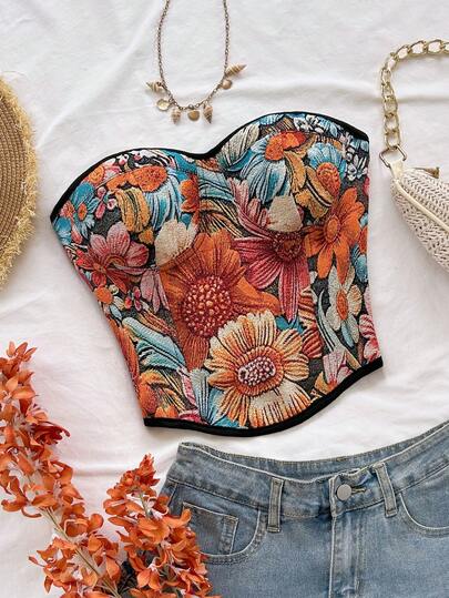 Soleia 女士休闲度假西部海滩婚礼宾客着装返校早午餐毕业圣帕特里克节春假复活节音乐节优雅波西米亚热带无肩带扭结下摆撞色蝴蝶结抹胸露背系带衬衫