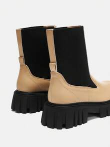 Giày bốt cổ ngắn đế dày thường ngày dành cho nữ, đa năng để mặc hàng ngày - Màu be - Xem 4