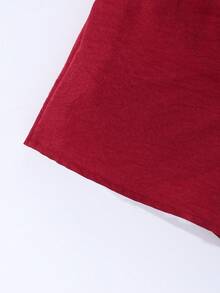 Bộ áo thun cho bé gái tuổi teen, áo tank top màu đen phối viền trắng, thiết kế thắt lưng, kết hợp với quần short, kiểu dáng đơn giản phù hợp cho công sở mùa hè. - Đỏ - Xem 7
