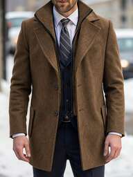 Manfinity Mode Jaqueta masculina casual de cor sólida em mistura de lã, ideal para outono/inverno.