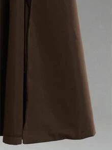 Normani 女士纯色双排扣风衣，通勤风格 - 棕色 - 查看 8
