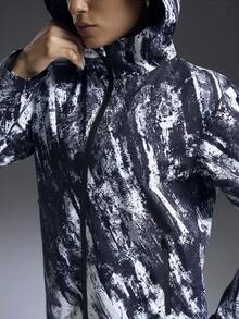 Powerista Women's Casual Thick Printed Sports Jacket, Suitable For Autumn/Winter - Black and White - View 4