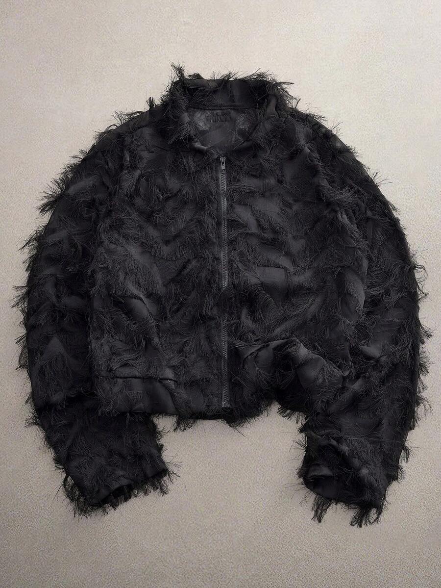 FeverCity Men's Fashion Punk Zipper Jacket, Fall, Winter, Grunge - Black - View 1