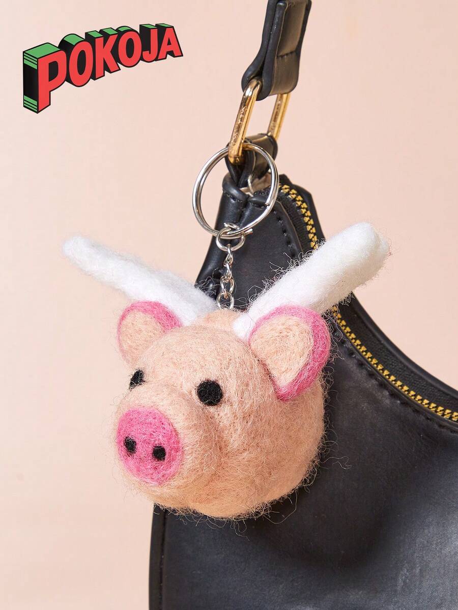 Cute Felt Animal Doll Desktop Decor With Keychain, Creative Mini Display For Home Shelf, Aesthetic Photo Prop For Photography - Multicolor - View 1