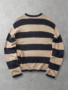 ROMWE MEN Academia 男士休闲撞色条纹毛衣，秋冬款