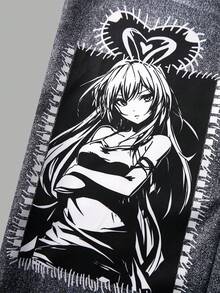 SHEIN Explorewe Tween Girl Cartoon Print Crew Neck T-Shirt And Loose Pants 2 Pieces Set - White - View 4