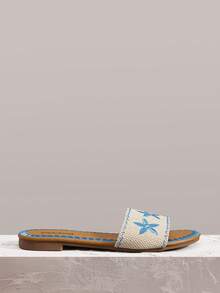 Styleloop 女士平底凉鞋，波西米亚风格，复古美式，波西米亚风，西部风，音乐节，派对，海滩，度假 - 藍色 - 查看 1