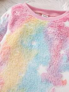 SHEIN Babygirl Cute Fluffy Cartoon Pattern Long Sleeve Pajama Set, Autumn/Winter - Pink - View 5