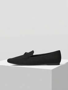 Mnmlis Zapatos de mujer tipo mula con estilo retro británico, nuevos de primavera/verano, zapatos planos casuales y versátiles tipo slip-on de color negro para uso al aire libre - Negro - Ver 4