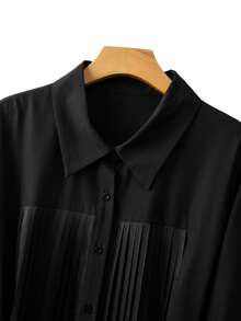 GlowEve CURVE Plus Size Women's Elegant Long Sleeve A-Line Black Dress, Suitable For Daily Commute And Outings - Black - View 5