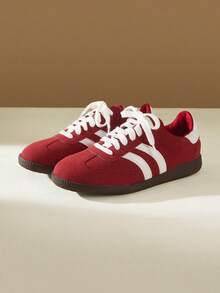 CUCCOO EASI Baskets de sport plates décontractées à couleurs contrastées pour femmes - Rouge - Voir 5
