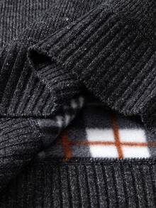 Manfinity Mode Men's Casual Geometric Pattern Half Zip Sweater, Autumn/Winter Patterned Winter Sweater, Thermal Lined - Dark Grey - View 3