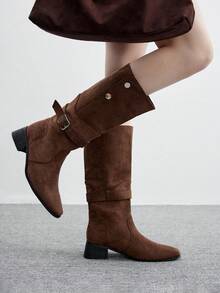CUCCOO BIZCHIC 2025 Autumn/Winter New Fashionable Versatile Brown Slimming Chunky Heel Riding Boots For Women For Christmas - Brown - View 5