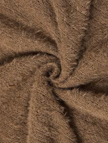 SHEIN LUNE Autumn Women's Fashion Sexy Sheer Long Sleeve Bodycon Casual Street Party Vacation Dress, Off-Shoulder Ladies Bodycon Dress Tan Two Piece Set Two Piece Set Women Comfy Brown Two Piece Set Women Two Piece Lounge Set Comfortable Two Piece Set - Khaki - View 4