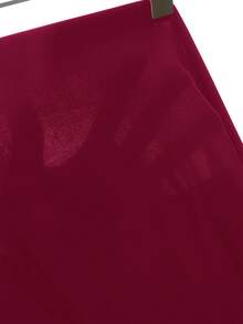 SHEIN LUNE CURVE Áo thun dệt kim xếp ly cài nút cỡ lớn dành cho nữ - Màu Đỏ Sâu - Xem 4