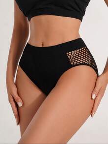 3pcs Solid Color Hollow Minimalist Seamless Comfortable Thong Panties - Multicolor - View 4