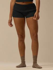 MUSERA ESSENTIALS Rib Fold Over Waist Mini Shorts Basic Spring Summer Vacation Holiday   Winter  Pants