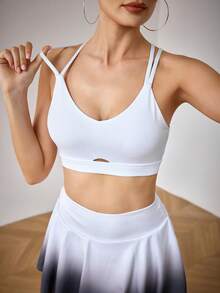 Menodora SHEIN Sport Strappy Back Sports Bra - White - View 7