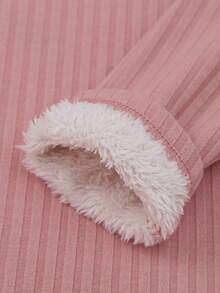 女婴罗纹针织保暖舒适长袖高领T恤