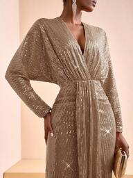 Zivah מסיבה אלגנטית חדשה לסתיו וחורף, דייט יומי, מסיבת יום הולדת, מסיבה יוקרתית סקסית, סגנון מועדון לילה, שמלת אורחת עונת החתונה, שמלת אורחת חתונה רשמית לעונת הקרנבל של פסטיבל המוזיקה, שמלת כלה, צווארון V עמוק, שרוול כתף אחת, שרוול עטלף, שרוול ארוך, כיס קדמי ואמצעי, שמלה צמודה, שמלת זנב דג, שמלה ארוכה במיוחד, שמלת פאייטים וחרוזים אדומה, שמלה ארוכה לנשים -A