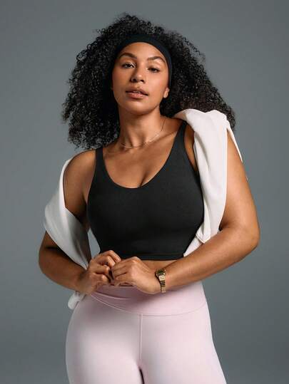 FeatherFit™ U Back Cropped Active Tank Top Low Impact Yoga Daily Fall Winter