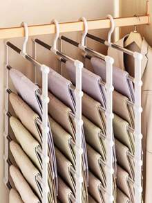 1Pc Functional Trouser Rack, Trapezoidal Trouser Hanger, Foldable Trouser Rack, Stainless Steel Trouser Rack, Trouser Clip, Multi-Layer Storage Trouser Rack, Trapezoidal Trouser Rack, Household Trouser Clip, Non-Slip Trouser Rack, Wardrobe Storage Essential, Foldable Pants Storage Hanger - Multicolor - View 2