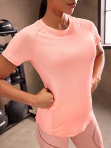 Powerista Andningsbar sporttröja med vridning framtill, gymtröjor för kvinnor - Korallrosa - Visa 4