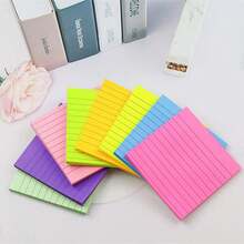 8 Color/Pack Horizontal Line Sticky Notes, 3x3in Notes Pads,Multi-Color Square Memo Pads, Fluorescent Sticky Memo Pad Suitable For Students, Offices - Multicolor - View 4