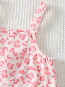 Cozy Pixies Baby Girl Casual Cute Everyday Comfortable Leopard Print Bib Overall Jumpsuit