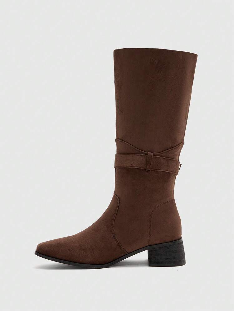 CUCCOO BIZCHIC 2025 Autumn/Winter New Fashionable Versatile Brown Slimming Chunky Heel Riding Boots For Women For Christmas