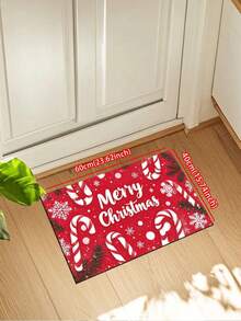 1pc Christmas Themed Bath Mat - Red Candy Cane & Snowflake Design, Square Doormat, Absorbent Non-Slip, Plush Square Carpet, Indoor Entrance Small Rug Suitable For Bathroom, Laundry Room, Bathroom Entrance, In Front Of Sink, Shower Room And Party, Carpet, Bathroom Decor, Bath Mat, Bathroom Accessories,Shower Mat Doormat Suitable For Living Room, Bedroom, Kitchen And Various Scenes At The Entrance, Party, Holiday, Gift, Banquet - Multicolor - View 7