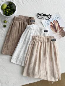 Comfortcana 3pcs/Set Plus Size Loose Casual Shorts, Multi-Color - Multicolor - View 3