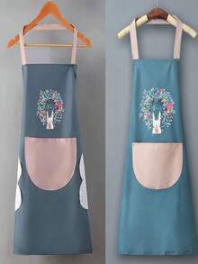 Women's Kitchen Apron With Hand Towel Pocket, Large Pocket, Waterproof, Suitable For Cooking & Baking - Multicolor - View 18