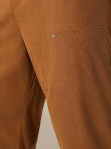 Manfinity Nomadique Men's Casual Bestselling Straight Leg Pants, INS Style, Corduroy Fabric, Suitable For Daily Wear And All Seasons, Essential Gift For Boyfriend/Husband, Men's Casual Apparel, Y2K Brown Pants Mens Linen Bottoms Brown Baggy Pants Western Pants Mens Corduroy Pants - Brown - View 7