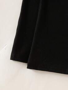 SHEIN 4件套女童黑色简约抓绒长袖上衣和裤子四件套睡衣套装，秋冬季 - 黑色 - 查看 7