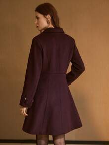 MOTF PREMIUM MANTEAU LONG ÉLÉGANT EN MÉLANGE DE LAINE POUR FEMMES, AUTOMNE/HIVER - Rouge foncé - Voir 3