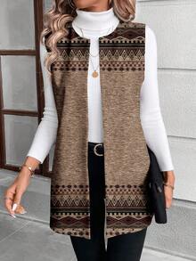 SHEIN LUNE Casual Elegant Knitted Women's Regular Jacket, Suitable For Autumn/Winter