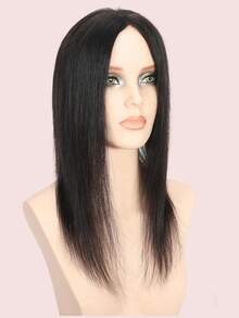 16英寸真人发片，蕾丝底座，5.5*6英寸大尺寸透明蕾丝底座，女士假发，隐形自由分缝假发片，接发 - SNatural - 查看 3