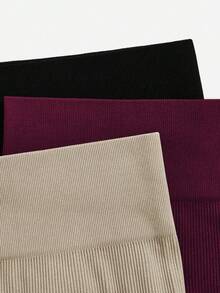 Easithlete 3条装罗纹无缝女士紧身裤 - 高腰收腹瑜伽裤，不透光，适合运动、跑步、骑行、瑜伽、匹克球等休闲场合。 - 彩色 - 查看 5