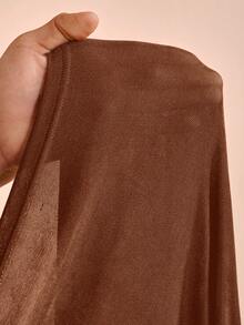 Zivah 2025 Autumn/Winter New Arrival Music Festival, Easter, St. Patrick's Day, Western, Nomadic, Birthday Party, Graduation, College Style, Student, Daily Casual, All-Match Versatile, Leisure, Cruise Travel, Beach, Sunbathing, Viral , Streetwear, Wedding Guest Boho, Commute, Brunch, Airport, Y2K, Vintage Distressed Round Neck Long Sleeve Ruched Waist Maxi Brown Shiny Dress - Redwood - View 8