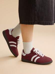 CUCCOO EASI Baskets de sport plates décontractées à couleurs contrastées pour femmes - Rouge - Voir 9