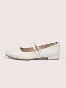 CUCCOO DOLLMOD Women's Square Toe Apricot Shoes Classic Retro Mary Jane Dance Shoes Campus Style Cute Style Casual Style Foot Strap Spring Shoes Spring Break Easter For Christmas - Light Grey - View 6