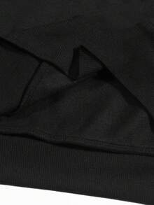 ROMWE MEN Street Life Áo nỉ có mũ lót giữ nhiệt dáng rộng, có viền lông - màu đen - Xem 6