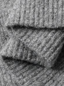 FRIFUL Damen einfarbiger Pullover mit Umlegekragen, Langarm, lässig und locker, Herbst/Winter - Grau - Übersicht 7