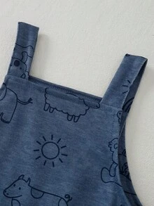 男婴休闲条纹长袖上衣和卡通动物印花长裤套装 - 彩色 - 查看 5